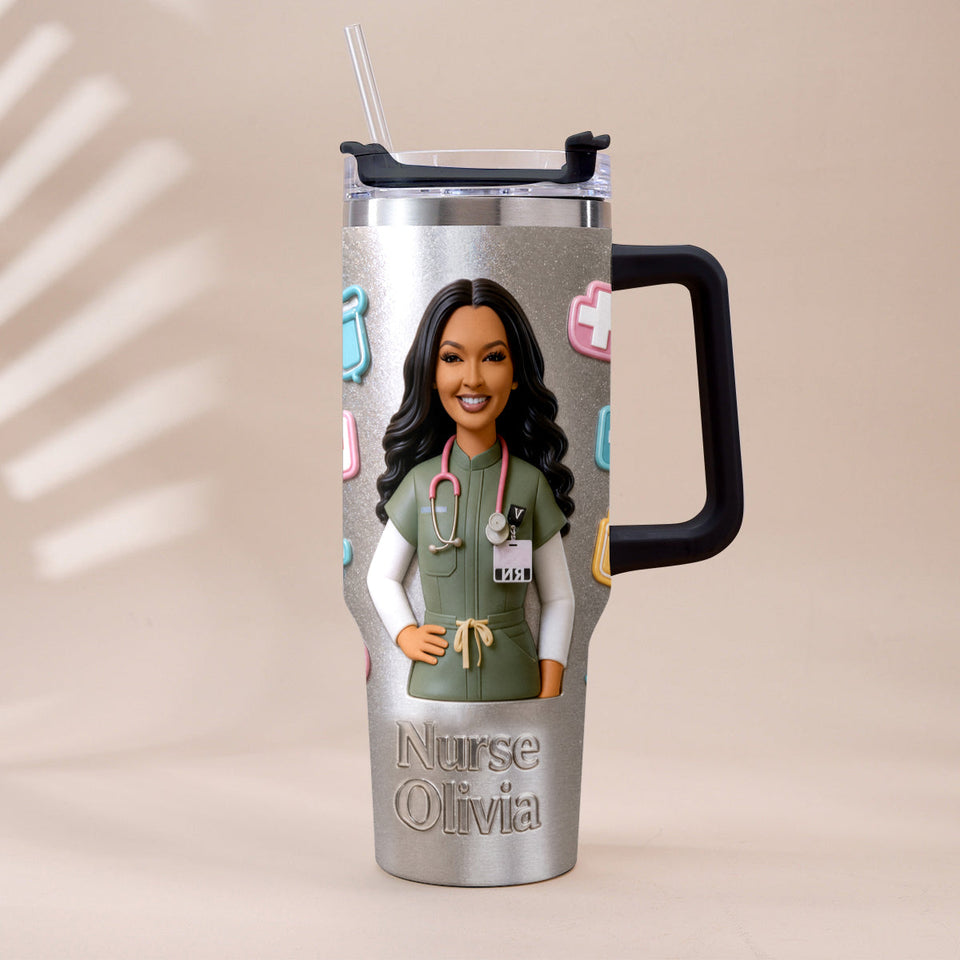 Best Nurse Ever - Personalized Nurse Tumbler With Plush Charm