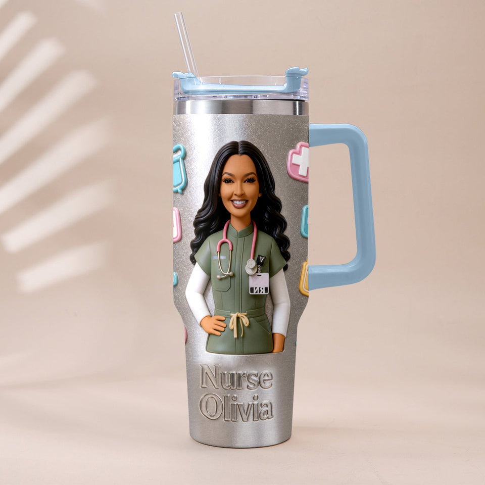 Best Nurse Ever - Personalized Nurse Tumbler With Plush Charm