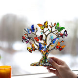 Grandma Mom Butterfly Tree - Personalized Grandma Window Hanging Suncatcher Ornament