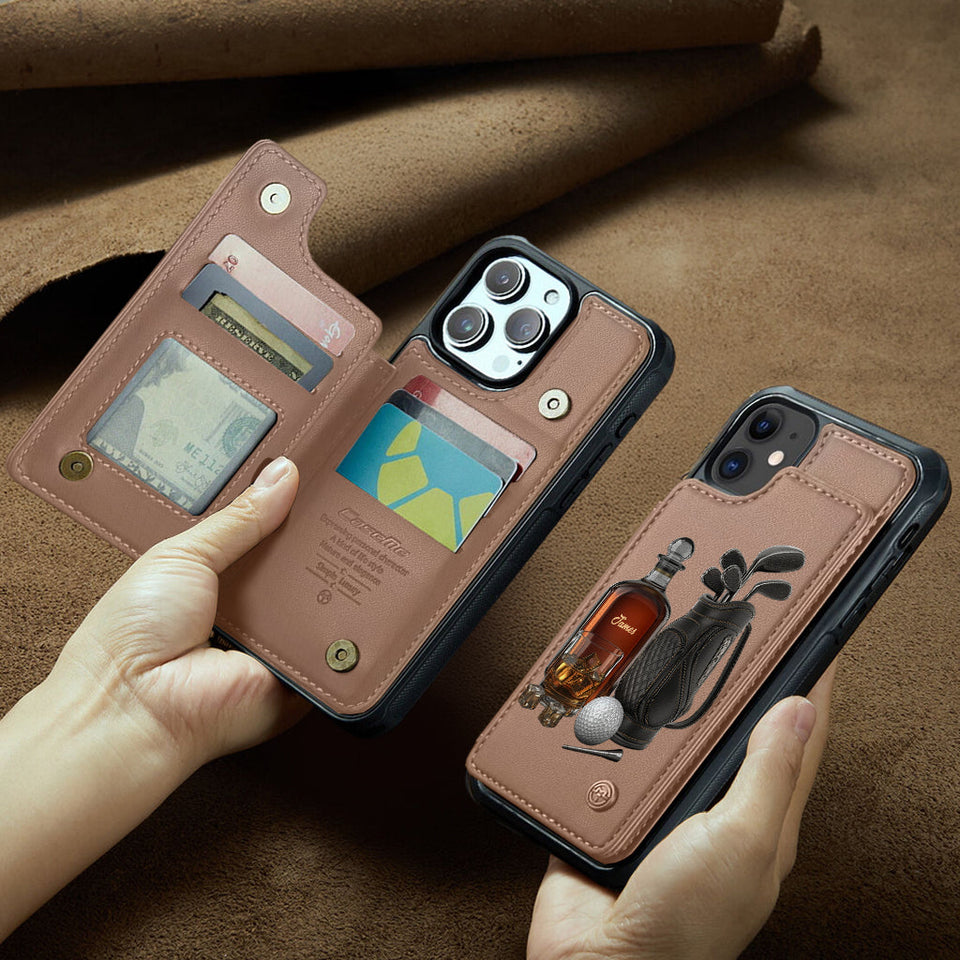Whiskey & Golf - Personalized Golf Wallet Phone Case