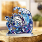 Custom Name Gift for Mom and Grandma - Mother's Day Personalized Turtle Acrylic Plaque