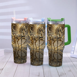 Love Horse - Personalized Horse Tumbler With Handle