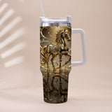 Love Horse - Personalized Horse Tumbler With Handle