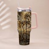 Love Horse - Personalized Horse Tumbler With Handle