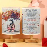To My Mom - Personalized Mother Tableside Lamp With Wood Base