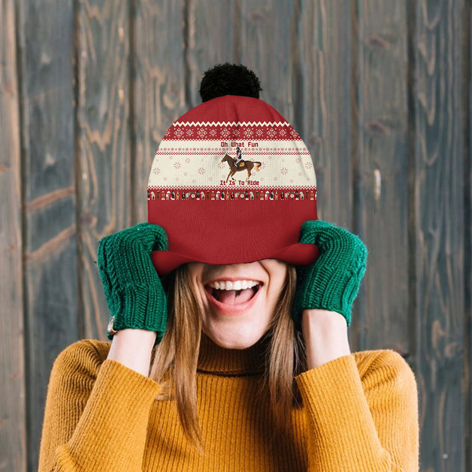Oh What Fun It Is To Ride - Personalized Horse Beanie Hat
