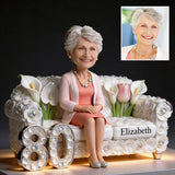 Custom From Photo, Flowers And Number - Personalized Birthday Custom Shaped Acrylic Plaque