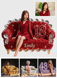 Custom From Photo, Flowers And Number - Personalized Birthday Custom Shaped Acrylic Plaque