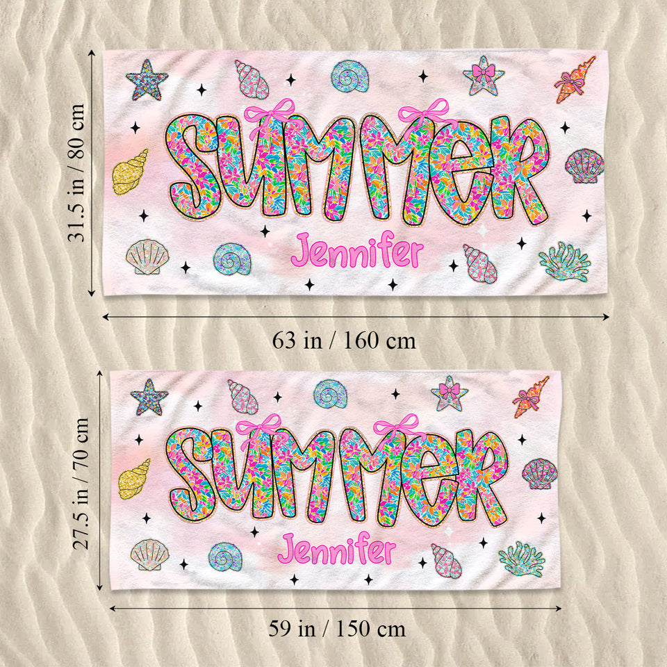 Summer Beach Vibes - Personalized Sea Lover Quick-dry Beach Towel/ Bath Towel