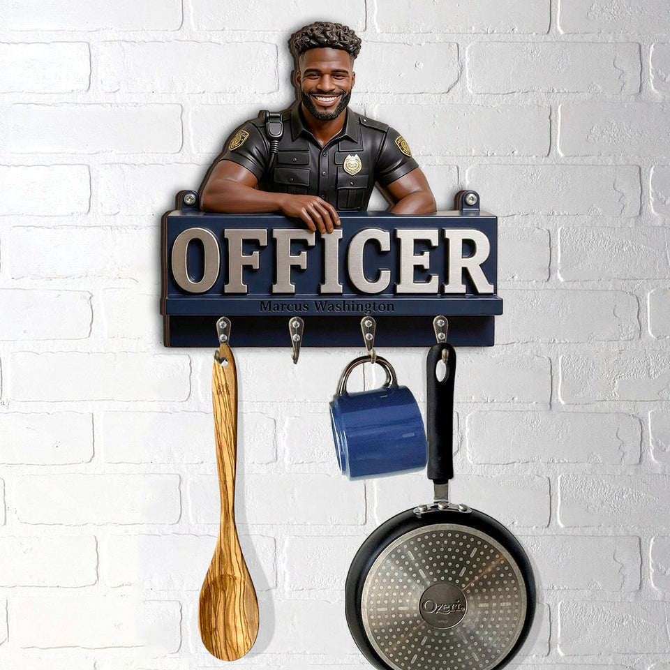 Any Photo - Personalized Police Officer Custom Shaped Hanging Rack