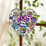 Colorful Heart Paw Dog Mom - Personalized Dog Window Hanging Suncatcher Ornament
