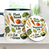Vegetarian Life - Personalized Veterinarian Accent Mug & Coaster