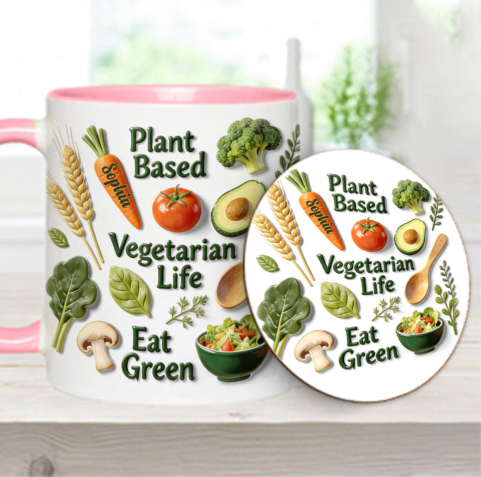 Vegetarian Life - Personalized Veterinarian Accent Mug & Coaster