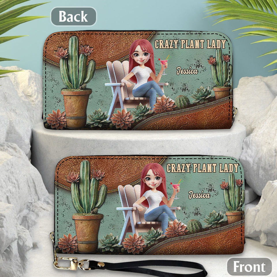Crazy Plant Lady - Personalized Gardening Leather Long Wallet
