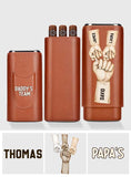 Daddy's Team Fist Bump - Personalized Father Leather Cigar Humidor Case