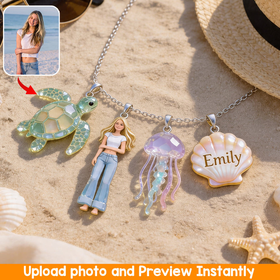Custom Any Photo - Personalized Sea Lover Metal Necklaces With Pendants