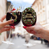 Merry Christmas - Personalized Family Wine Glass With Long Stem