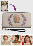 Custom Birth Flower & Name - Personalized Self Love Leather Long Wallet
