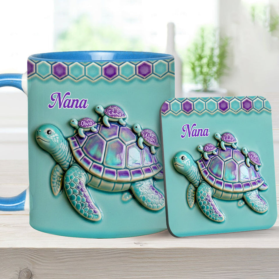 Nana Turtle Gift For Mom Grandma - Personalized Grandma Accent Mug