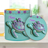 Nana Turtle Gift For Mom Grandma - Personalized Grandma Accent Mug