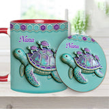 Nana Turtle Gift For Mom Grandma - Personalized Grandma Accent Mug