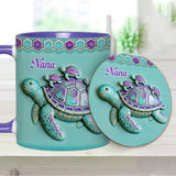 Nana Turtle Gift For Mom Grandma - Personalized Grandma Accent Mug