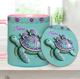 Nana Turtle Gift For Mom Grandma - Personalized Grandma Accent Mug
