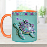 Nana Turtle Gift For Mom Grandma - Personalized Grandma Accent Mug