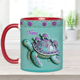 Nana Turtle Gift For Mom Grandma - Personalized Grandma Accent Mug
