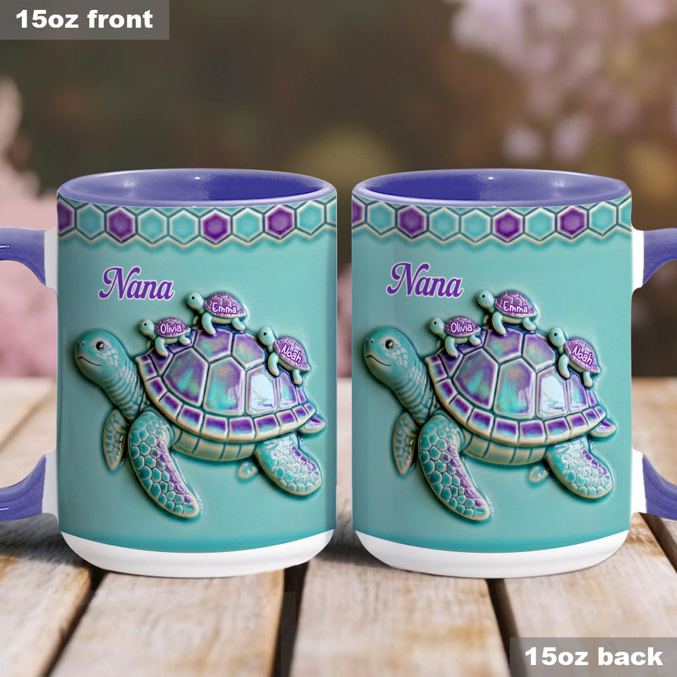 Nana Turtle Gift For Mom Grandma - Personalized Grandma Accent Mug
