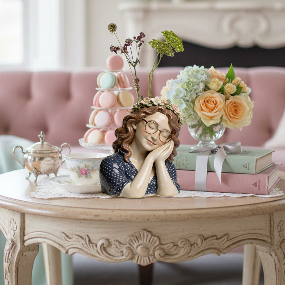 Dreaming Girl - Personalized Gardening Custom Shape Acrylic Flower Vase