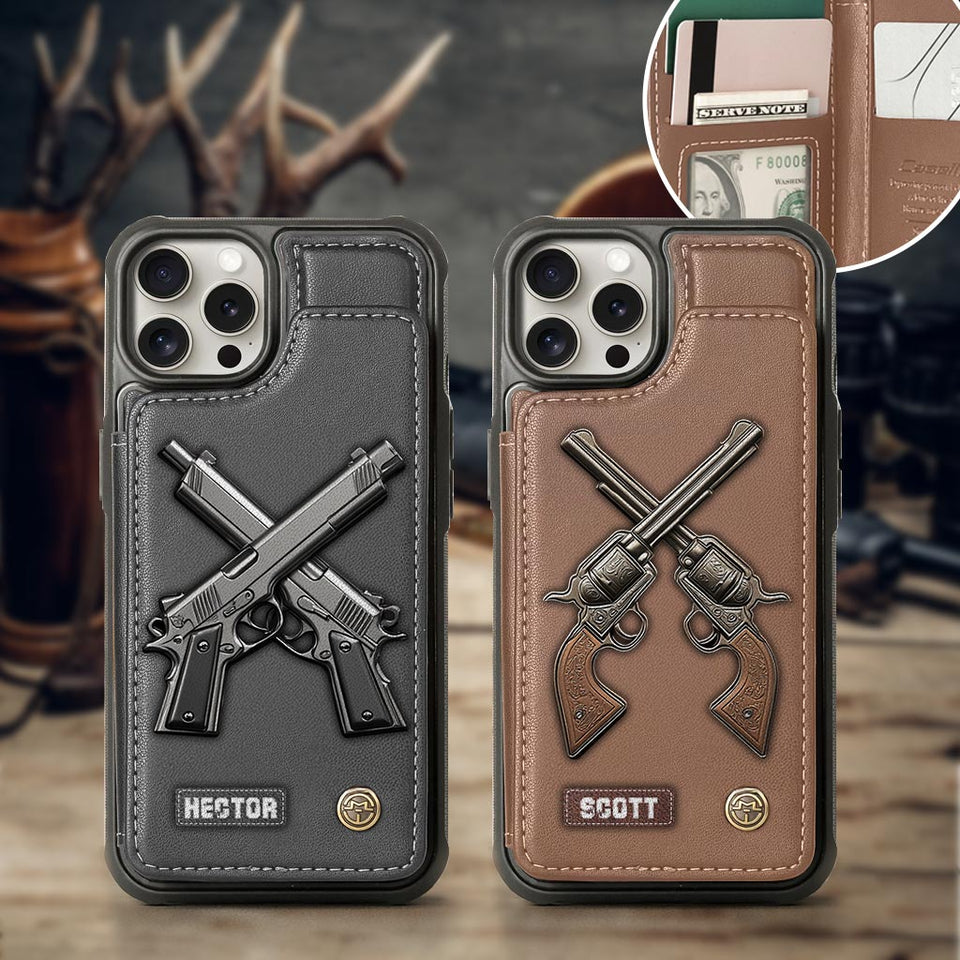 Crossed Pistols - Personalized Tactical equipment Wallet Phone Case
