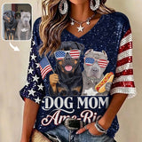Patriotic Dog Owner - Personalized Dog Fully Printed V-Neck T-Shirt