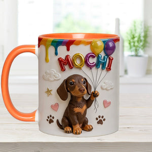 Custom Pet Name Ballon - Personalized Dog Accent Mug With Gift Box