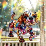 Adorable Bulldog - Personalized French Bulldog Window Hanging Suncatcher Ornament