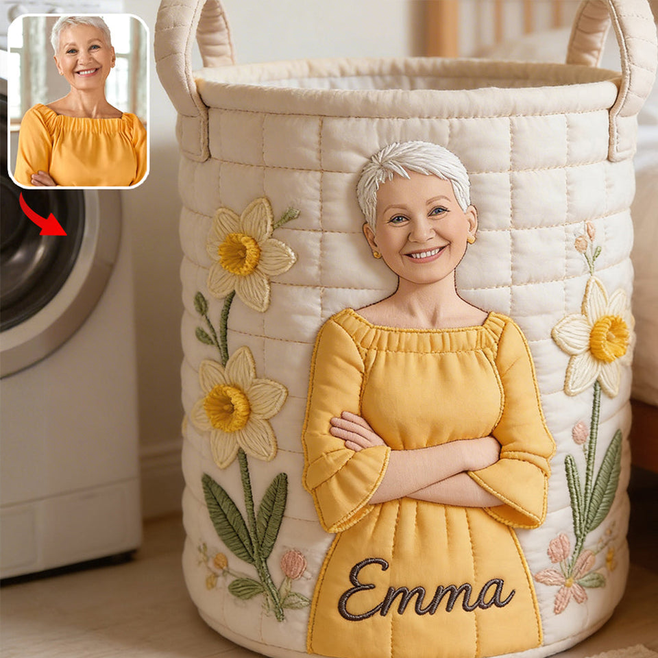Custom From Any Flower, Any Photo - Personalized Birth Month Flower Storage Basket