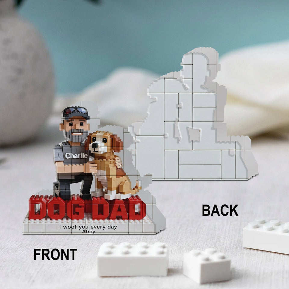 Gift For Dog Dad - Personalized Dog Shaped Building Blocks