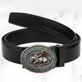 Custom From Any Photo, Rodeo Gift, Bull Riding - Personalized Western Outfit Leather Belt With Shaped Buckle