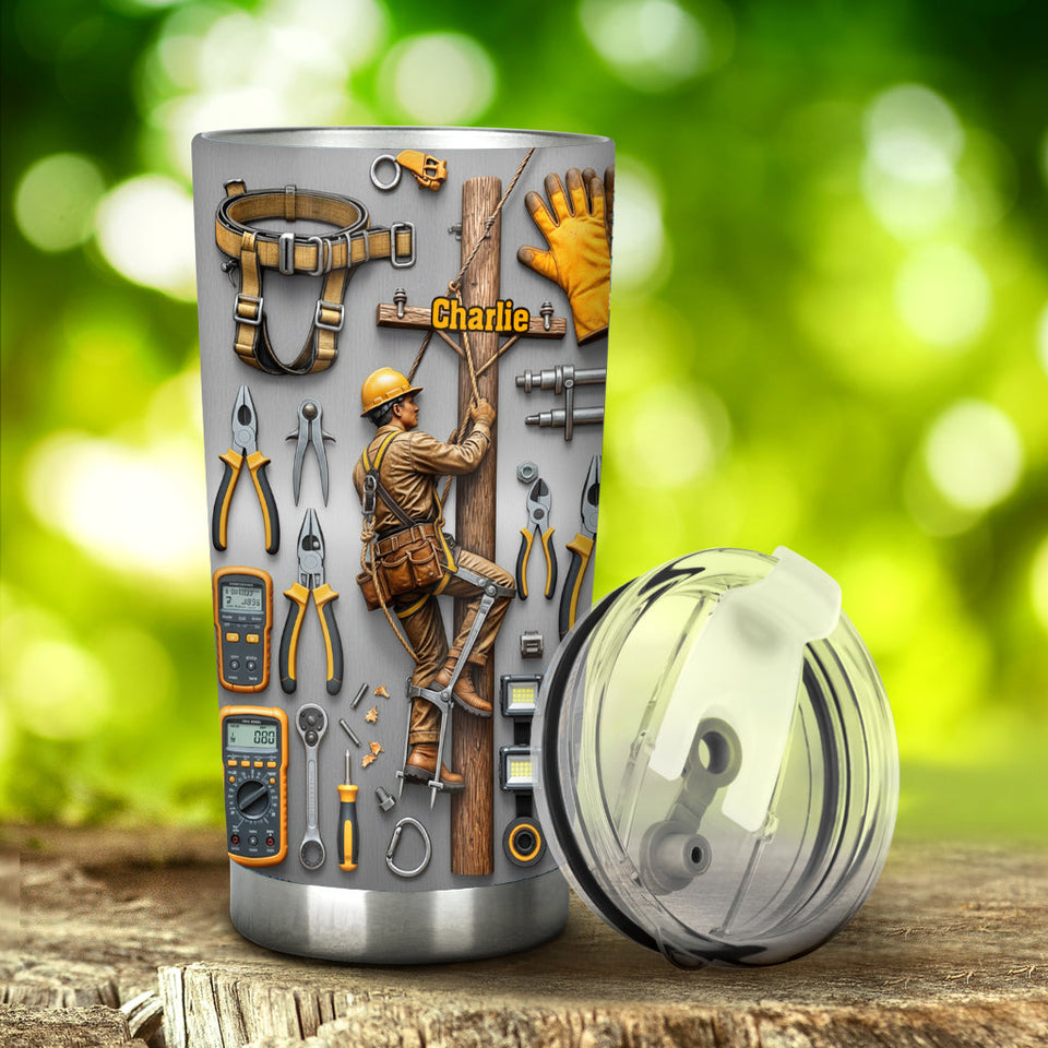 Strength Of The Line - Personalized Lineman Tumbler