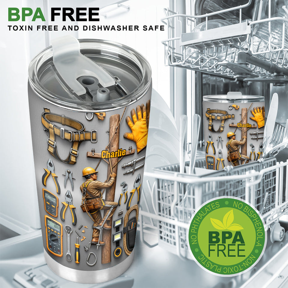 Strength Of The Line - Personalized Lineman Tumbler