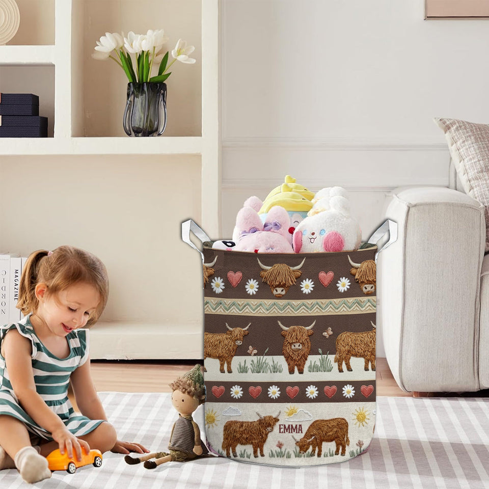 Farm Life - Personalized Highland Cow Storage Basket