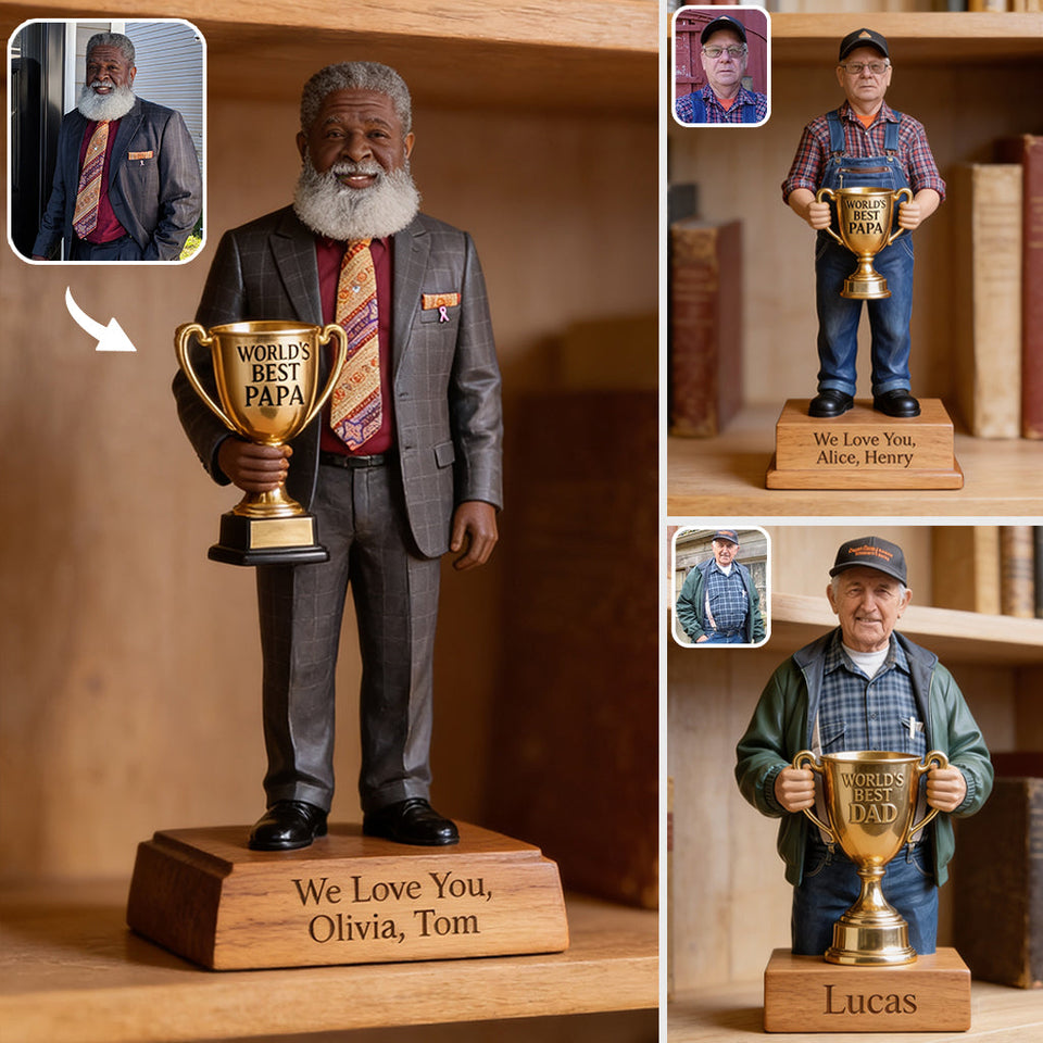 World's Best Papa - Personalized Grandpa Custom Shaped Wood Plaque