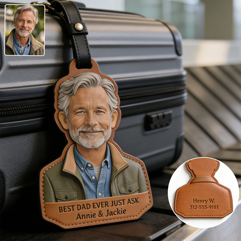 Never Far From Home - Personalized Father Luggage Tag
