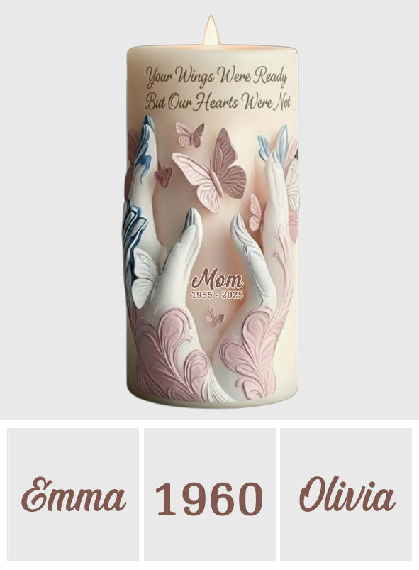 Tes ailes étaient prêtes, mais mon cœur ne l'était pas - Bougie commémorative sans flamme personnalisée