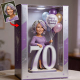 Photo, Balloons And Number - Personalized Birthday Custom Shaped Acrylic Plaque