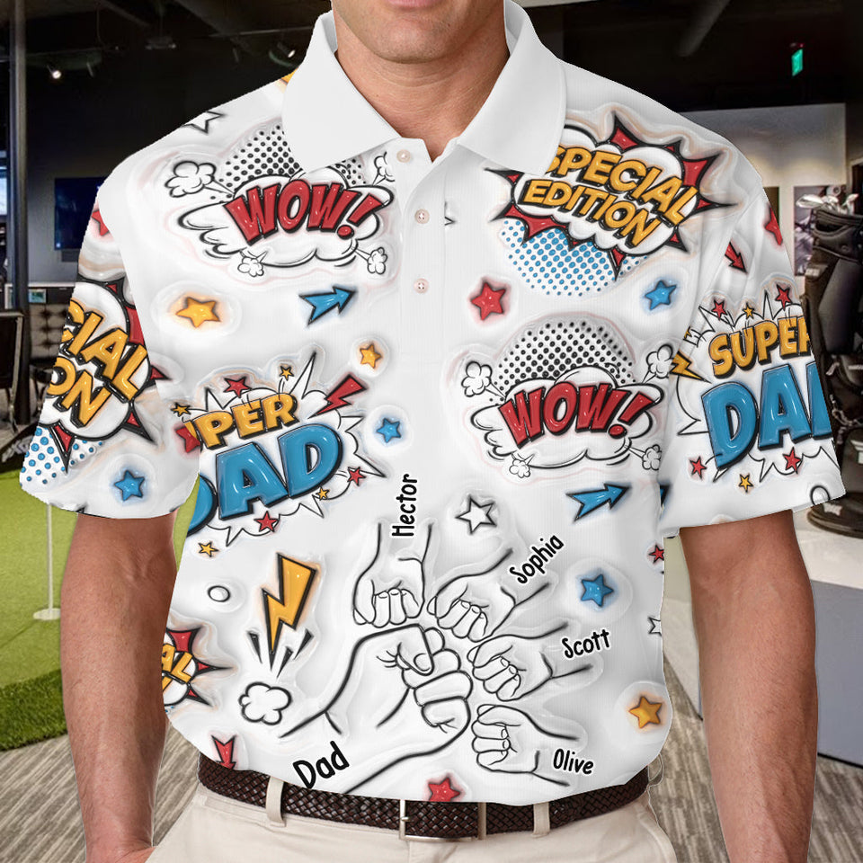 Super Dad Fist Bump - Personalized Father Polo Shirt