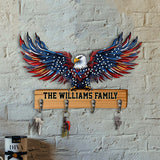 Welcome To Our Family - Personalized Bald Eagle Custom Shaped Key Rack