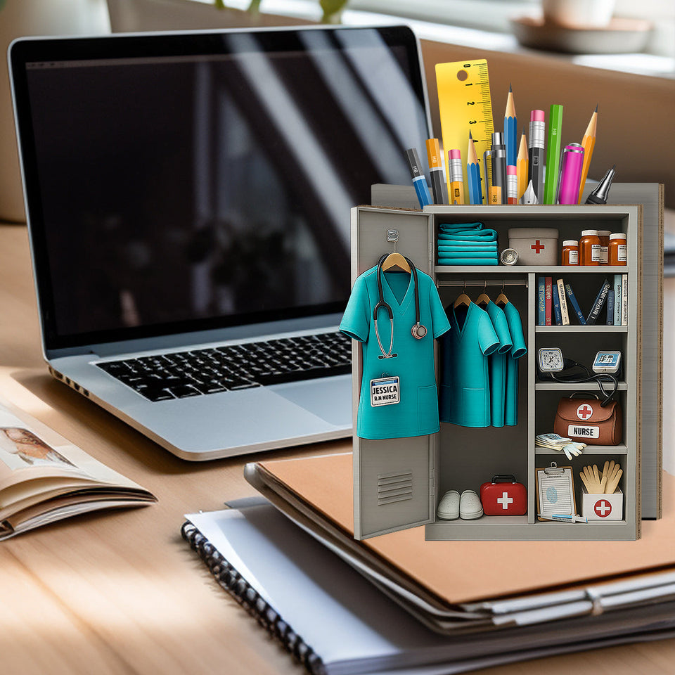 Nurse Personal Locker - Personalized Nurse Wooden Pen Holder