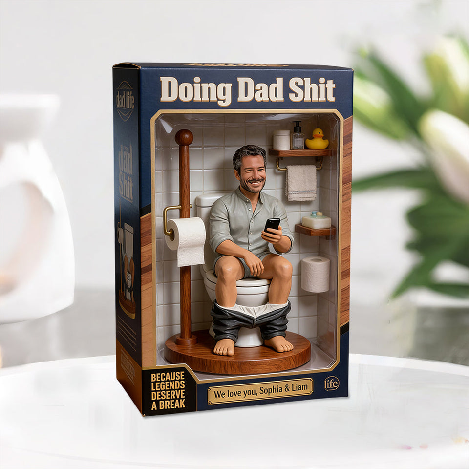 Custom Personalized Balck Dad "Doing Dad Shit" Action Figure – Funny Father's Day Gag Gift, Novelty Office Desk Toy, "Dad Life" Bathroom Man Cave Decor