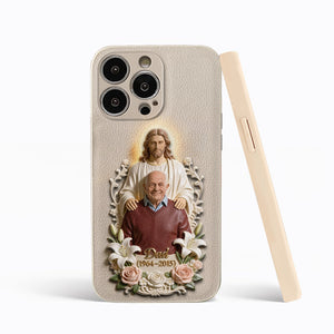 Memorial Gift Idea, Gift for Lost of Loved Ones - Personalized Memorial 3D Embossed Leather Phone Case